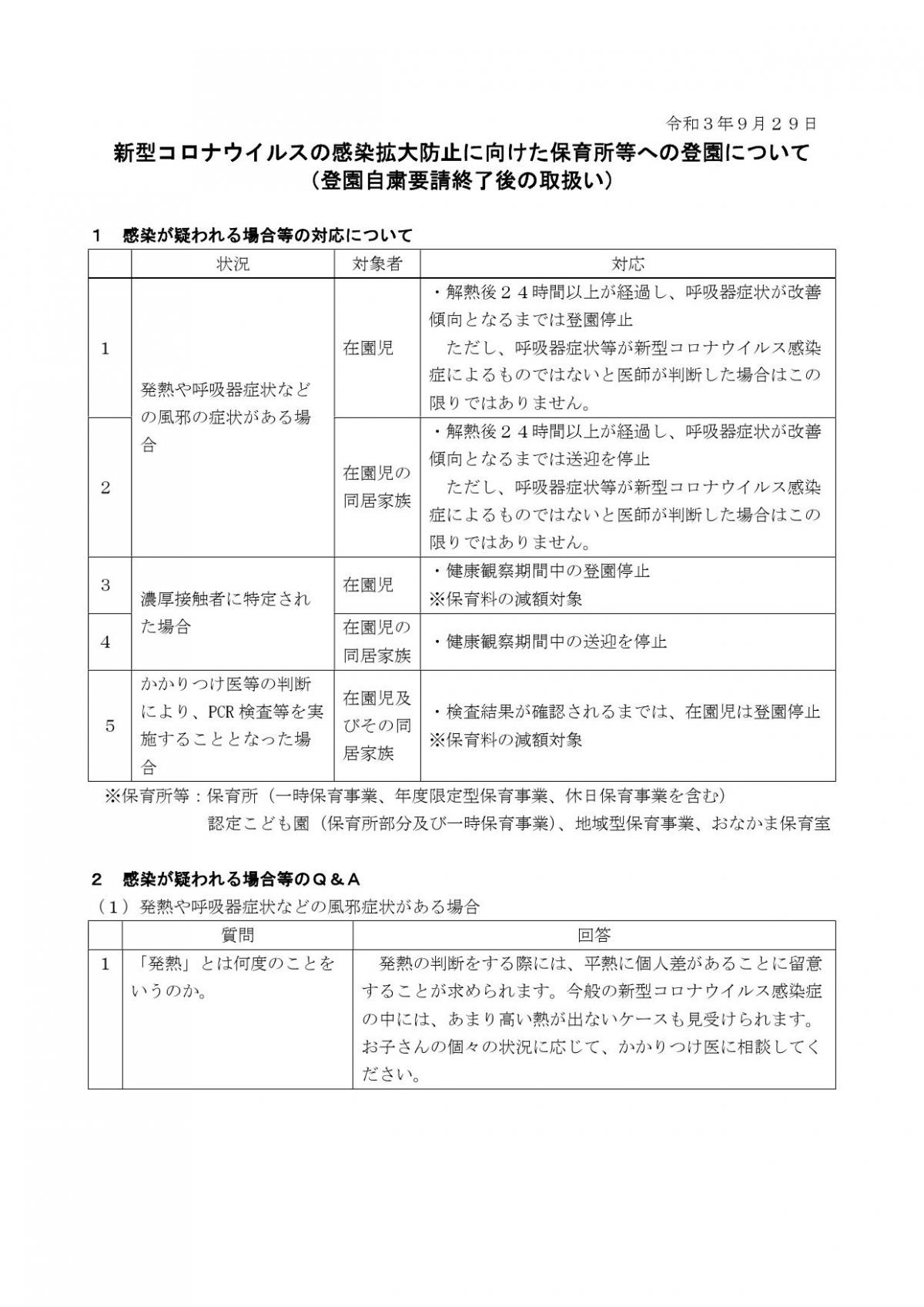 １０がつ１にちからの　登園の　ルールについて写真１